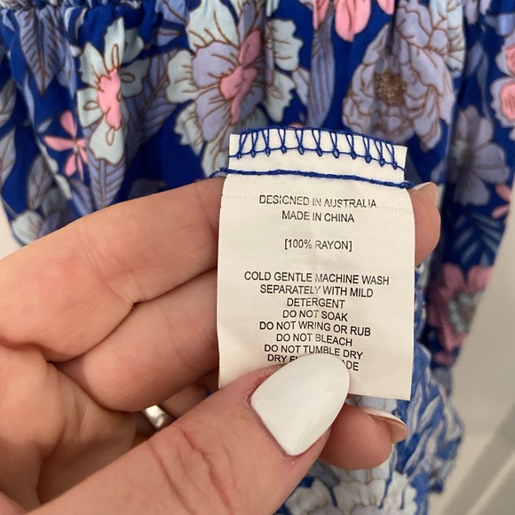 Anthropologie Abel the Label size L blue floral rumi dress GUC maxi length - Picture 10 of 10